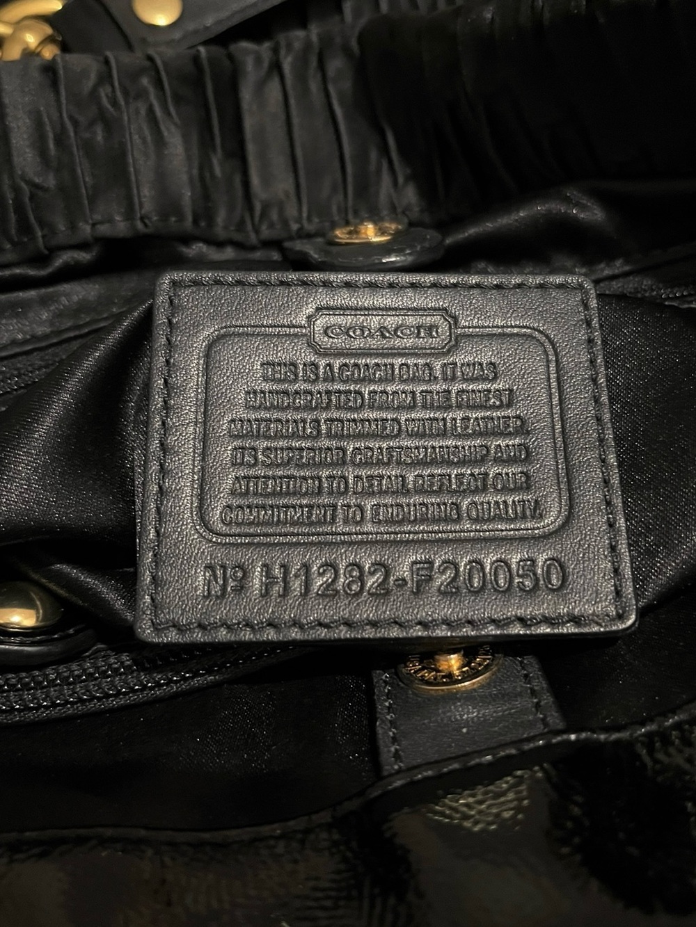 Coach Ashley Black Gathered Satin Satchel Bag 2012 NWOT #H1282-F20050 - Picture 15 of 16